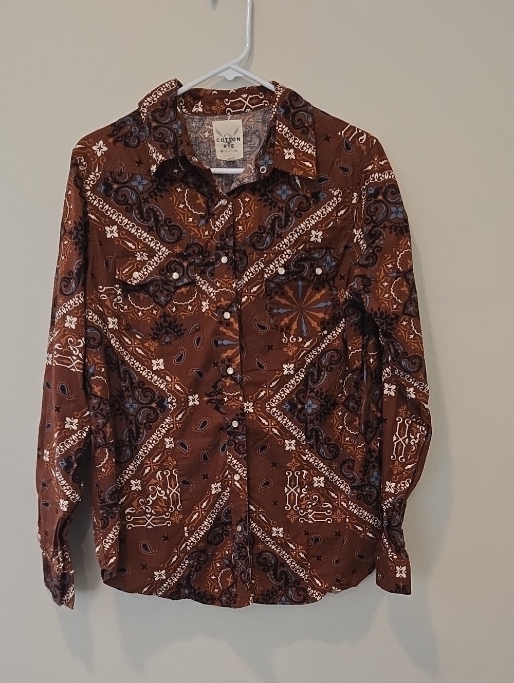 Cotton & Rye Brown Paisley Button-Front Western Shirt